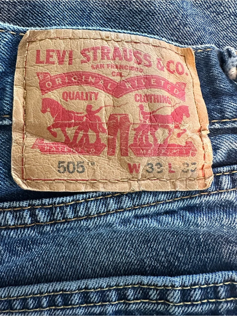 Levi’s 505 Cut-Off Jorts Men’s 33 Medium Wash Denim Shorts Frayed Hem